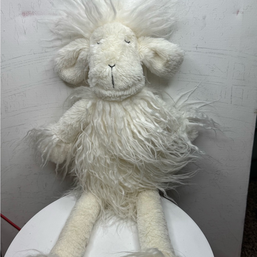 Creative Co-Op Fluffy White Sheep Plush Toy